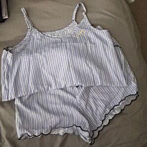 Rae Dunn Blue and White Striped Pajama Set